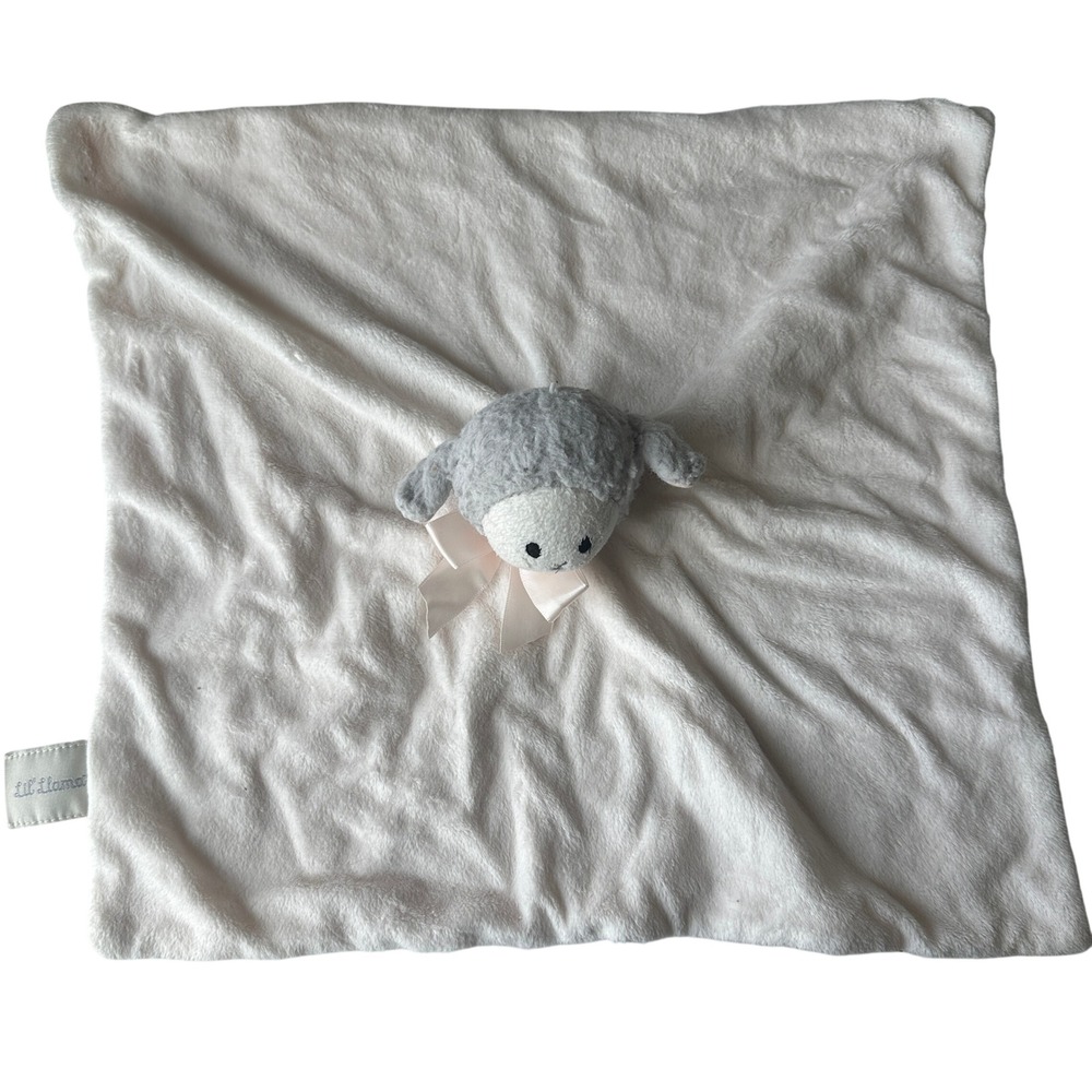 Lil Llama Baby Security Safety Blanket Lamb Lovey White Pink Star Rattle 14in